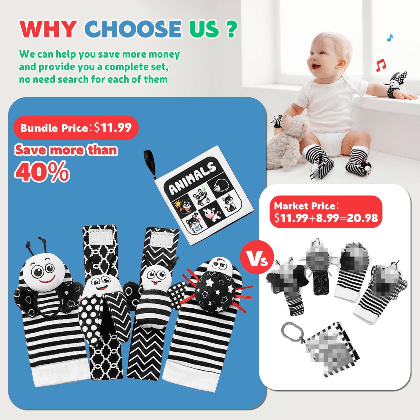 Baby Rattles 0-6 Months: Baby Toys Baby Essentials Rattles for Babies 6-12 Months Infant Toys 0-3 Months Newborn Toys Wrist Rattle Socks - Newborn Essentials Must Haves Gifts for Girl Boy