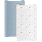 Konssy Waterproof Muslin Changing Pad Cover 2 Pack, Quilted Cotton Fitted Diaper Chang Table Cover, Soft Changing Pad Sheets for Girls Boys (Blossom,Pink)