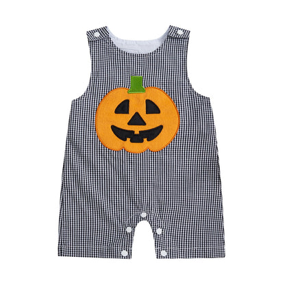 Baby Boy Summer Clothes Sleeveless Embroidery Dinosaur Striped Retro Romper Jumpsuit Smocked Shortall