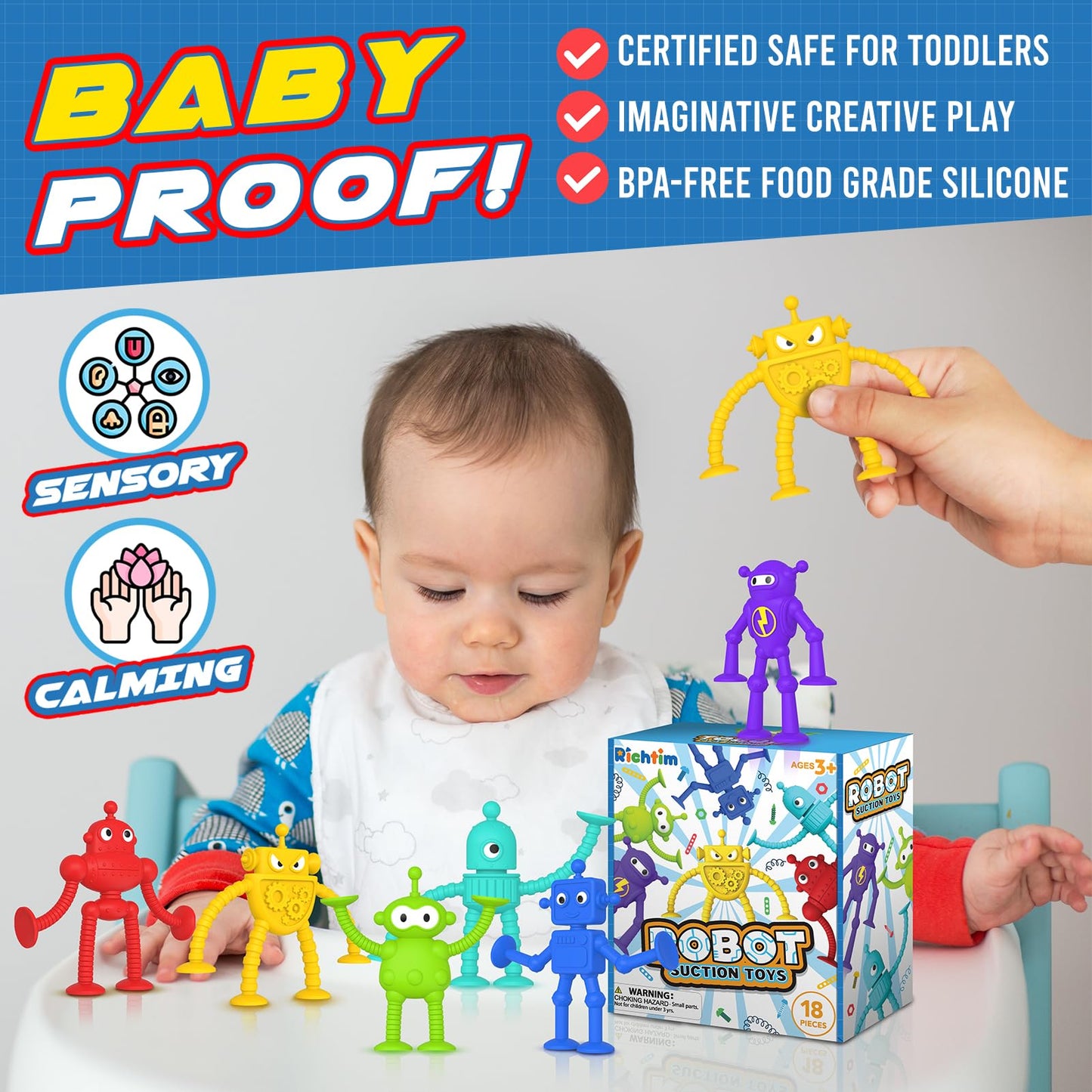 Baby Bath Toys Suction Toy: No Hole Bath Toy for Baby Toddlers - Kids Mini Sensory Fidget Suction Cup Toys for Boys Girls - Window Building Toy Travel Essentials Road Trip Activities for Kids Gifts