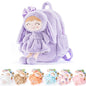 Gloveleya Toddler Backpack Baby Ballerina Girl Gifts Plush Curly Hair Ballet Backpack - Black Blonde 9 inches
