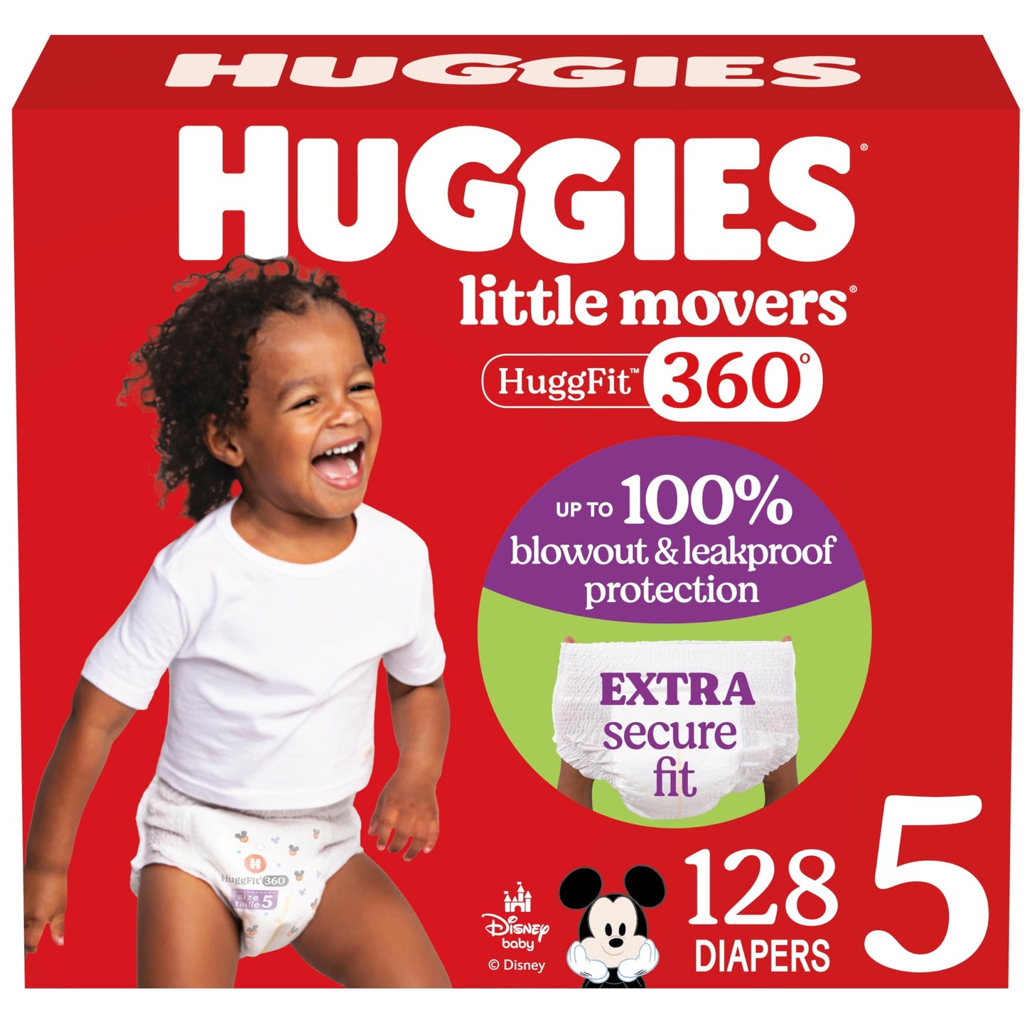 Huggies Size 4 Baby Diapers, Little Movers HuggFit 360° Baby Diapers with 360° Waistband, Size 4 (22-37 lbs), 144 Count, Packaging May Vary