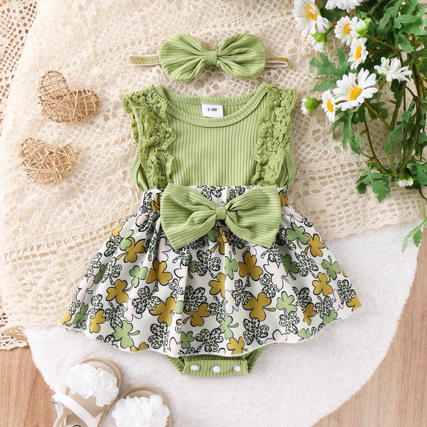 Baby Girl Clothes Newborn Romper Dress Infant Lace Ruffle Sleeveless Summer Outfits with Headband 0-12 Months