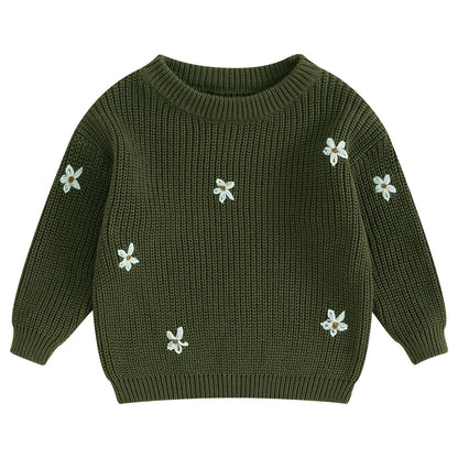 Mubineo Baby Girl Winter Clothes Cute Flower Sweater Crewneck Pullover Long Sleeve Knit Newborn Infant Sweaters