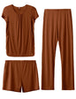 SUNNYBUY Womens Maternity Nursing Pajamas Set, Short Sleeve Breastfeeding Shirts，Pregnancy Shorts & Pants 3 Piece Nursing PJS