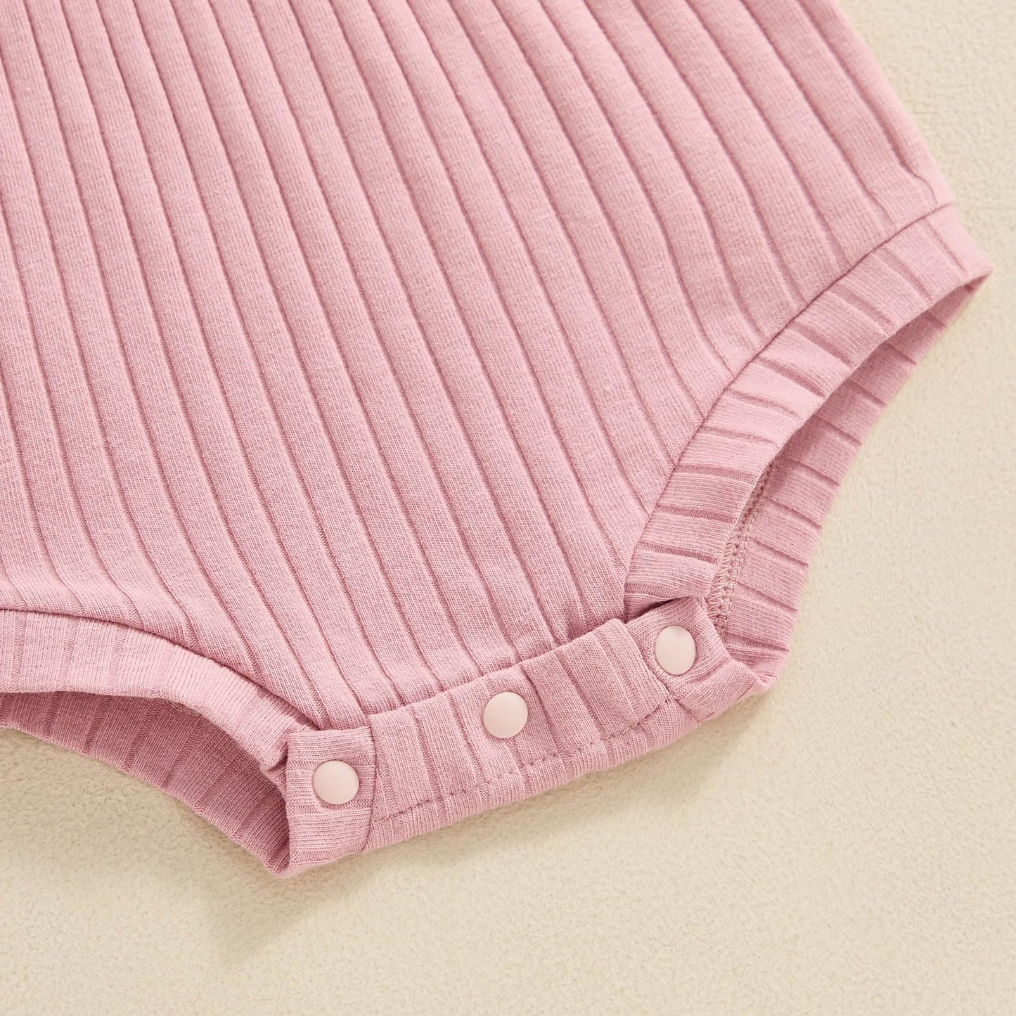 Baby Girl Summer Clothes Ribbed Short Sleeve Romper Solid Color Bodysuits Bow Headband Outfit Newborn Girl Jumpsuit
