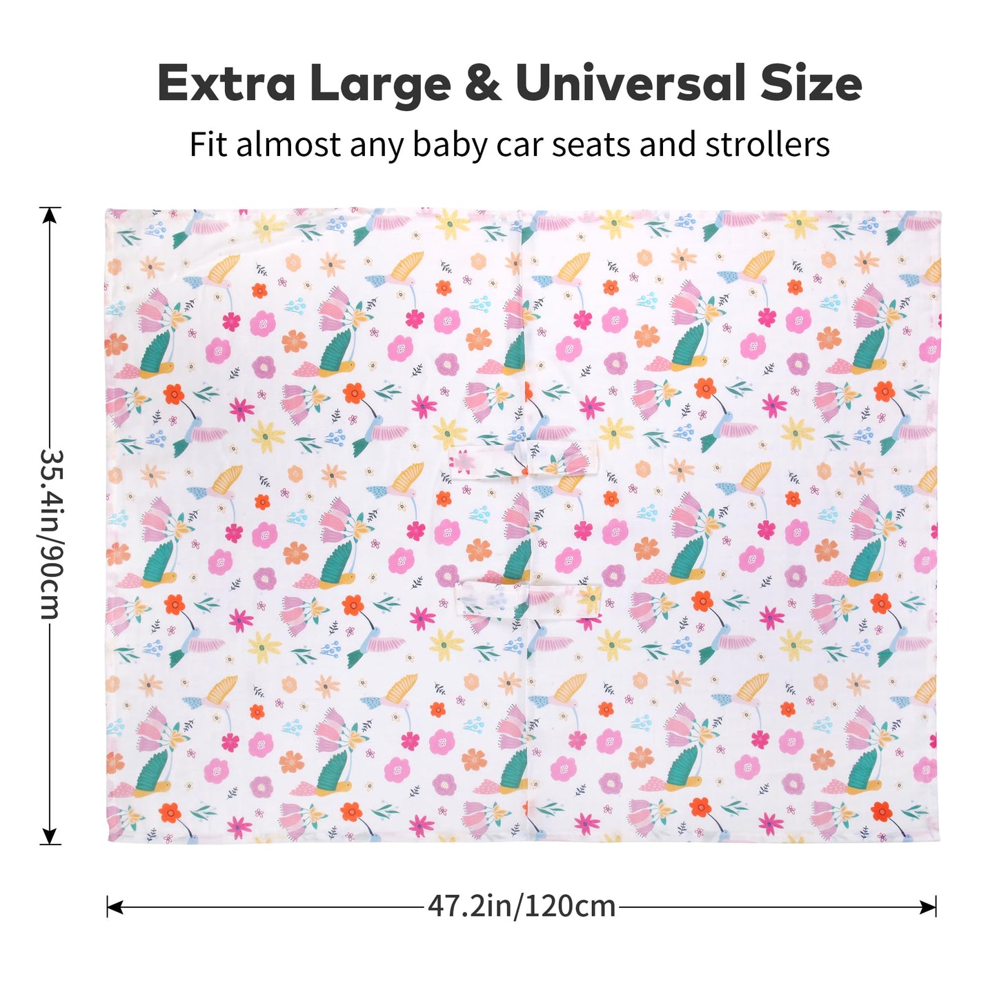 Rquite Car Seat Cover, Muslin Cotton Infant Car Seat Canopy, Breathable Baby Carrier Cover, Summer Stroller Sun Shade, Flower