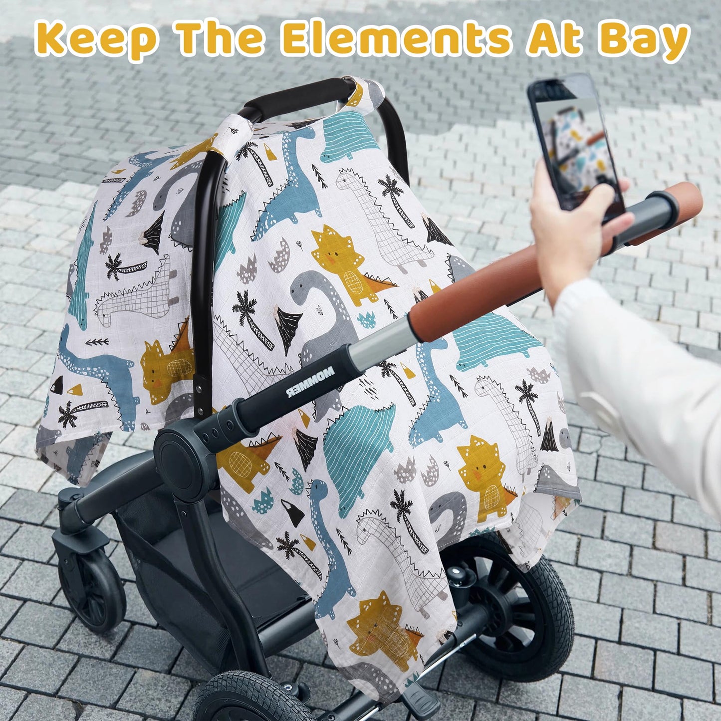 Rquite Car Seat Cover, Muslin Cotton Infant Car Seat Canopy, Breathable Baby Carrier Cover, Summer Stroller Sun Shade, Flower