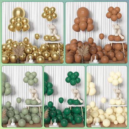 Amandir 153pcs Sage Green Balloon Garland Arch Kit, Different Sizes 18 12 10 5 inch Green Blush Gold Latex Metallic Confetti Gold Balloons for Birthday Baby Shower Wedding Safari Forest Decorations