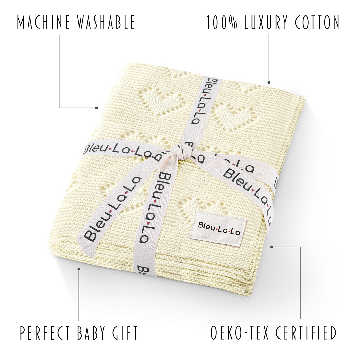 Swaddling Blanket for Girls - 100% Luxury Cotton Knit Heart Baby Blanket - Soft Warm Cozy Swaddle Receiving Stroller Crib Receiving Blanket for Newborns Infants & Toddlers (Pink, 0-2 Years)