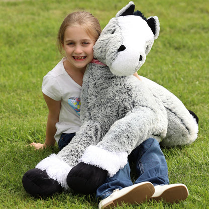 Tezituor 47 Inch Giant Horse Stuffed Animal, 4ft Realistic Chocolate Stuffed Horse Plush Toy, Hugging Soft Horse Pony Plush Pillow for Boys Girls,