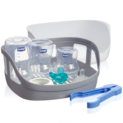 Chicco Advanced Electric Steam Sterilizer & Dryer for Baby Bottles, Feeding Accessories and More | Eliminates 99.9% of Germs | 4 Programming Options | 2 Configurations | Automatic Shut-Off
