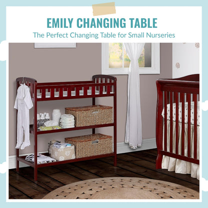 Dream On Me Emily Changing Table In Natural, Comes With 1" Changing Pad, Features Two Shelves, Portable Changing Station, Made Of Sustainable New Zealand Pinewood