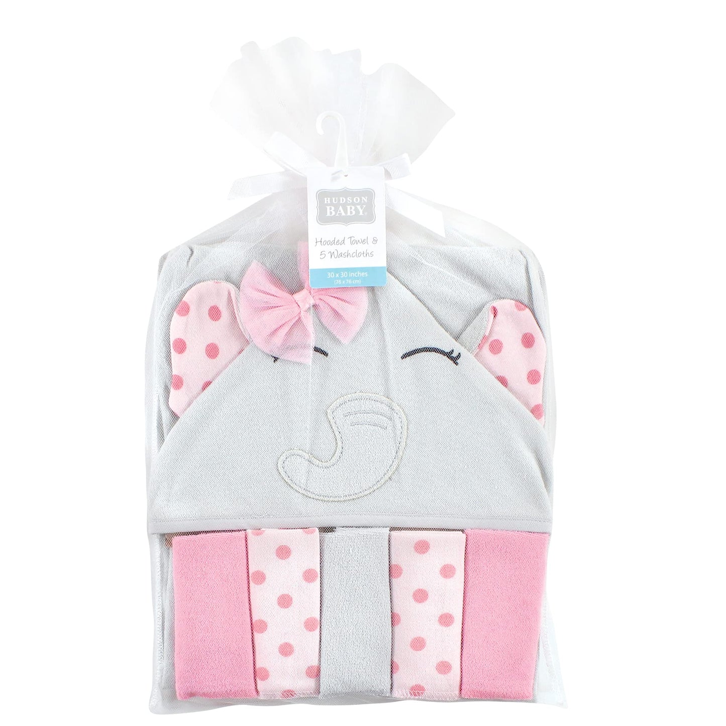 Hudson Baby Unisex Baby Hooded Towel and Five Washcloths, Modern Giraffe, One Size