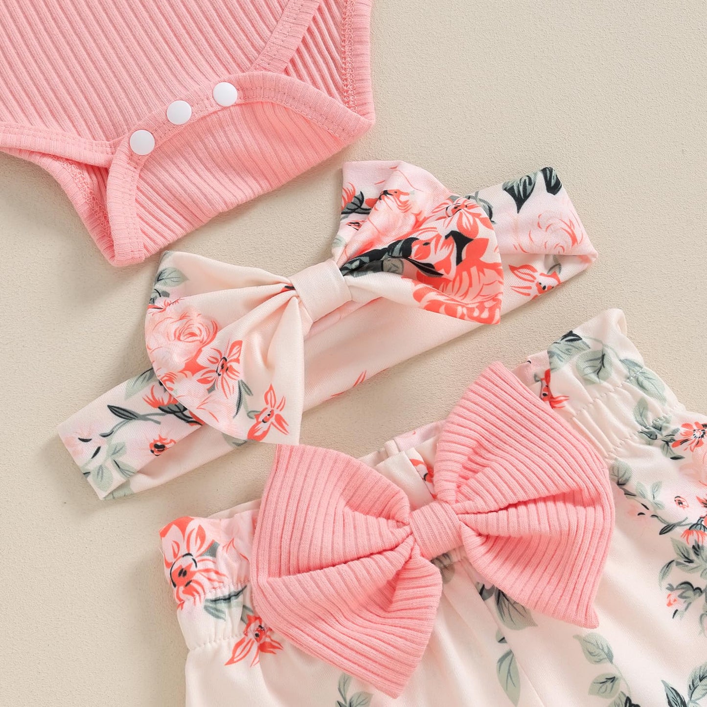 Hello World Newborn Outfit Baby Girl Going Home Outfit Ruffle Ribbed Romper Top Floral Pants Set Cute Summer Clothes