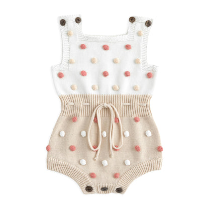 Simplee kids Baby Girl Kint Romper Fall Sleeveless Pompoms Rompers Newborn Little Girl Overall Jumpsuit Outfits