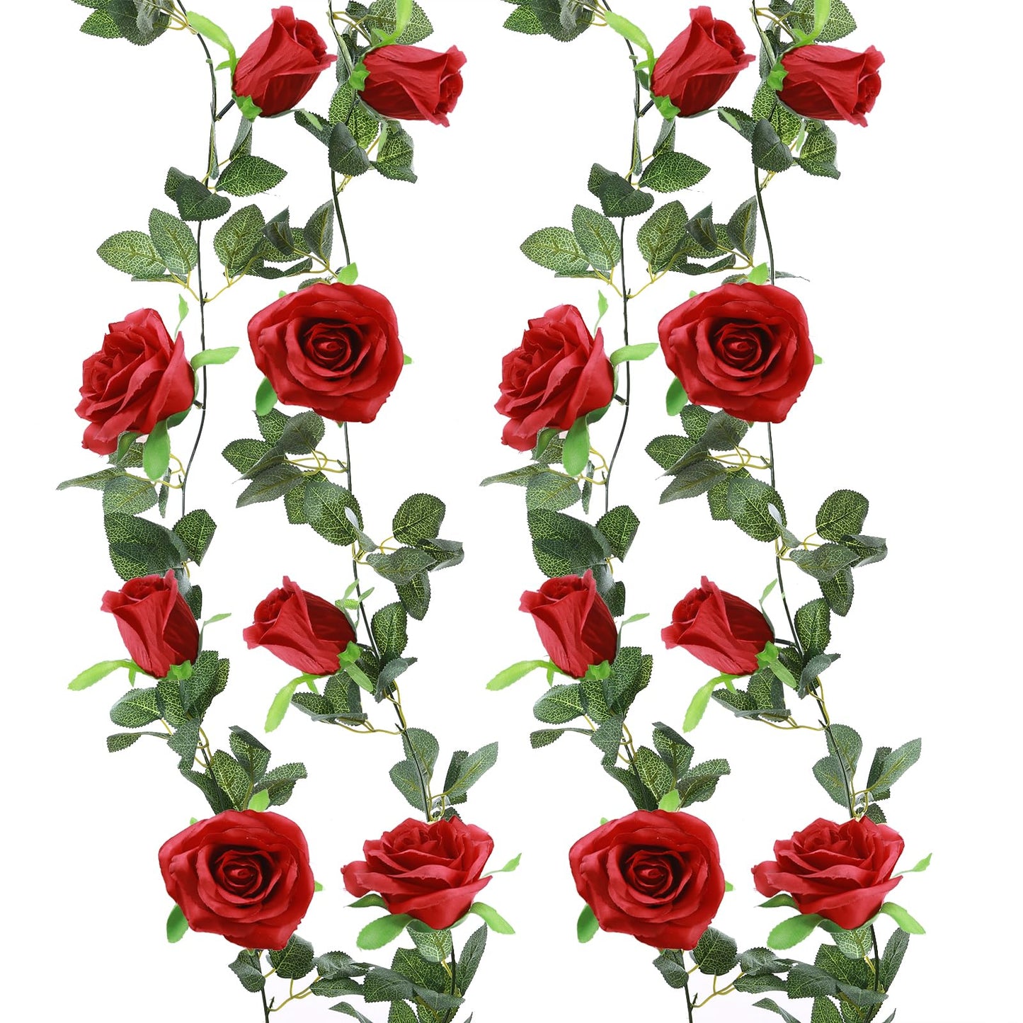 Felice Arts 2 Pack Pink Artificial Rose Garland Each 6.5FT Fake Rose Vine Hanging Floral Garland for Wedding Flowers Table Centerpiece Arrangement Baby Shower Decor