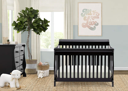 Delta Children Simmons Kids Carter 6-in-1 Convertible Crib - Greenguard Gold Certified, Black Ebony