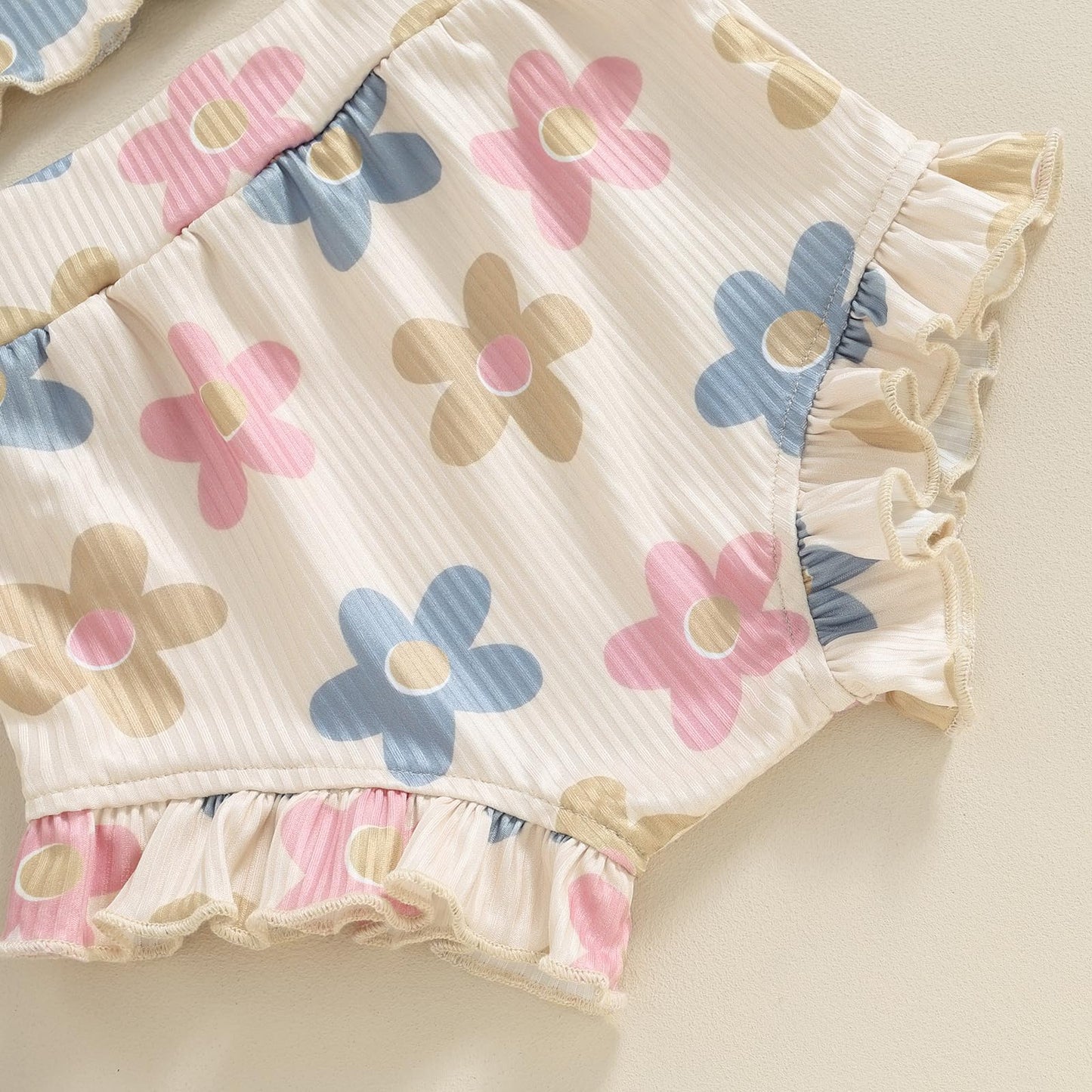Murnouche Newborn Baby Girl Summer Clothes Sleeveless Floral Top Ribbed Shorts Boho Outfit Set