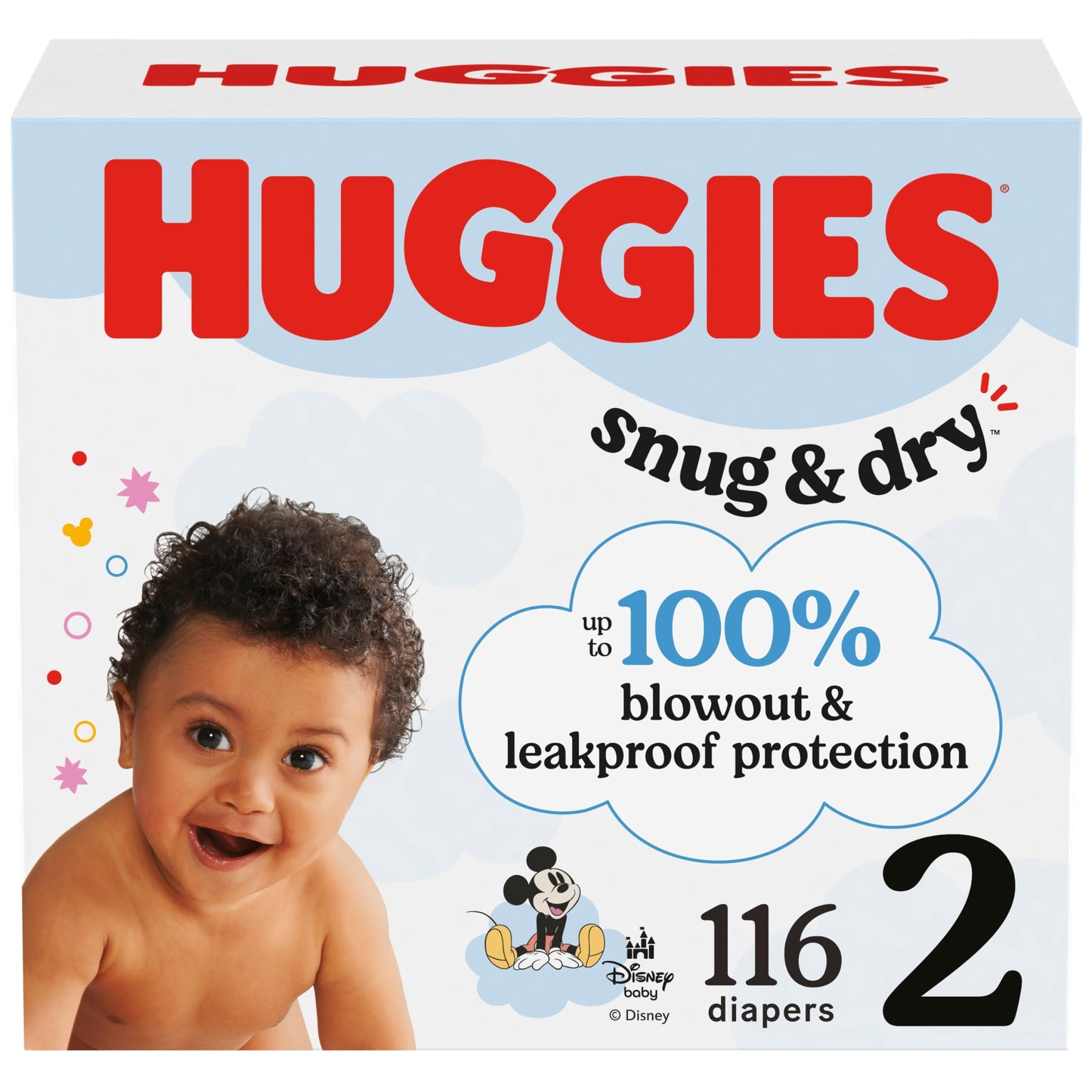 Huggies Size 1 Diapers, Snug & Dry Newborn Diapers, Size 1 (8-14 lbs), 38 Count, Packaging May Vary