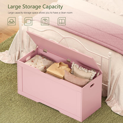 usikey 39.4” Storage Chest, Toy Box with 2 Safety Hinges, Toy Chest, Storage Bench for Bedroom, Supports 220 lb, for Living Room, Entryway, Pink