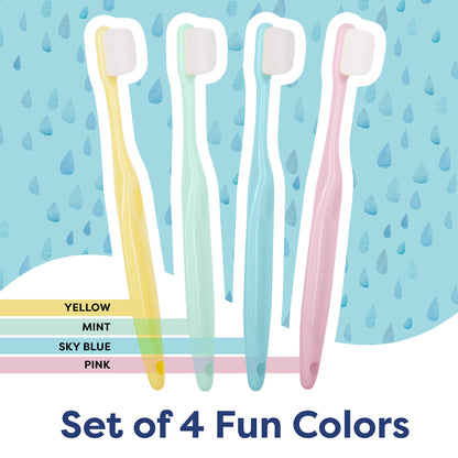 Kids' Soft Toddler Toothbrush, Gentle Bristles for Home, School, Camp, Sleepovers - Folding Handles for Tiny Hands (3 Pack)