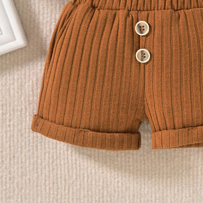 Unutiylo Baby Boy Outfits 0-12 Months Short Sleeve Romper Suspenders Pants Spring Summer clothes