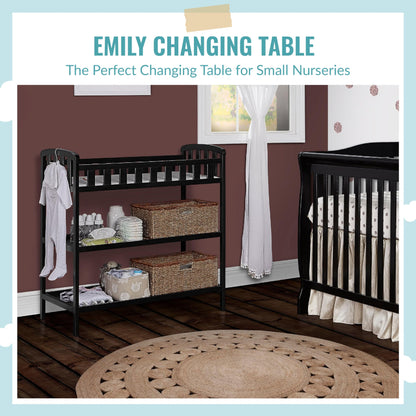 Dream On Me Emily Changing Table In Natural, Comes With 1" Changing Pad, Features Two Shelves, Portable Changing Station, Made Of Sustainable New Zealand Pinewood