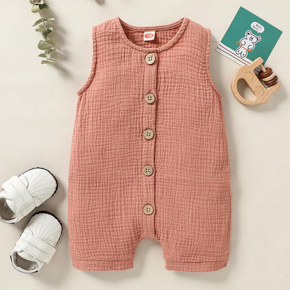 Infant Newborn Baby Boys Girls Cotton Linen Romper Summer Jumpsuit Sleeveless Overalls Clothing Set