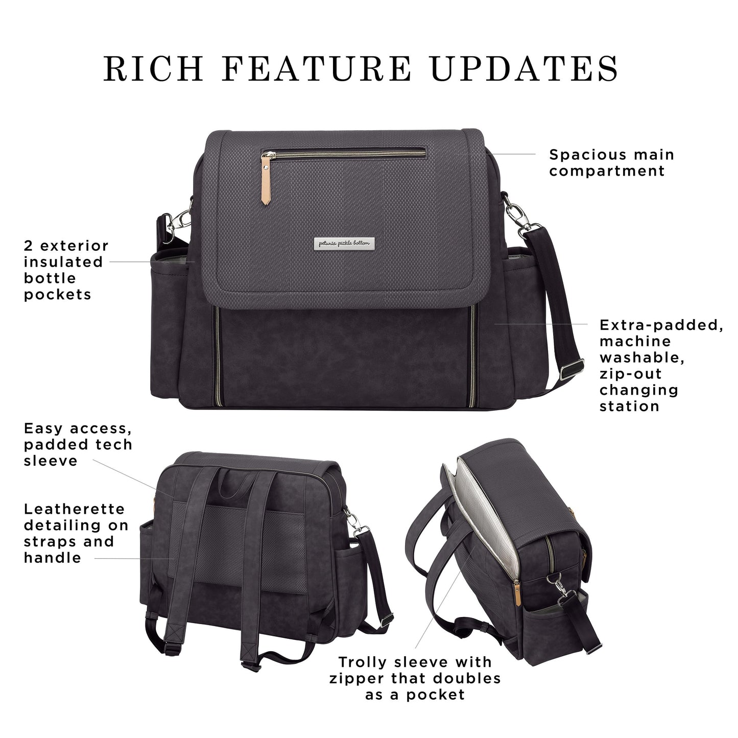 Petunia Pickle Bottom Boxy Backpack Deluxe, Diaper Bag for Parents, Stylish Baby Bag, Spacious Backpack, On-The-Go Moms, Toffee Rose