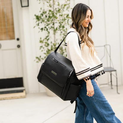 Petunia Pickle Bottom Boxy Backpack Deluxe, Diaper Bag for Parents, Stylish Baby Bag, Spacious Backpack, On-The-Go Moms, Toffee Rose