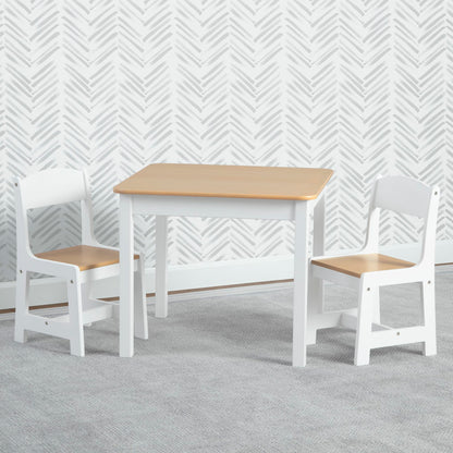 Delta Children MySize Kids Wood Table and Chair Set (2 Chairs Included) - Ideal for Arts & Crafts, Snack Time, & More - Greenguard Gold Certified, Bianca White, 3 Piece Set