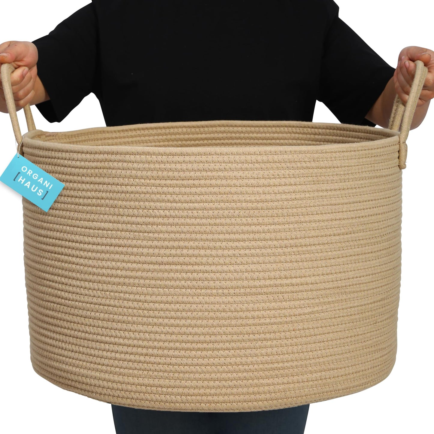 OrganiHaus Large Blanket Basket for Living Room 20x13, Rainbow Rope Basket for Classroom Organization, Toy Storage Basket, Woven Kids Laundry Basket, Baby Toy Box, Cute Storage Basket, Nursery Hamper