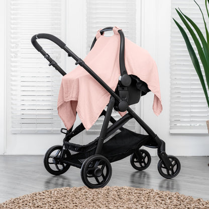 Comfy Cubs Baby Car Seat Cover - Soft, Breathable Bamboo Rayon and Muslin Cotton Blend - Lightweight Canopy for Sun, Bug, and Comfort Protection - Large Size Infant Seat Cover in Sage Design