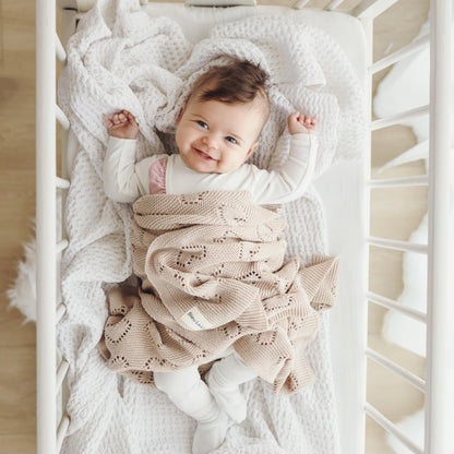 Swaddling Blanket for Girls - 100% Luxury Cotton Knit Heart Baby Blanket - Soft Warm Cozy Swaddle Receiving Stroller Crib Receiving Blanket for Newborns Infants & Toddlers (Pink, 0-2 Years)