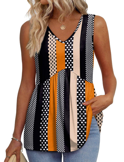 OFEEFAN Womens Tank Tops 2025 Flowy Peplum Tops for Women Dressy Sleeveless V Neck Babydoll Tank Tops