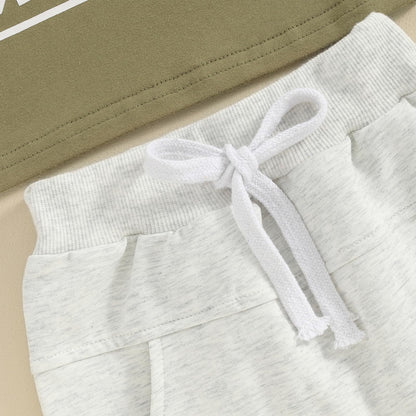 Toddler Baby Boy Summer Clothes Letter Print Short Sleeve Shirt Tops and Shorts Set Summer Outfit 2Pcs