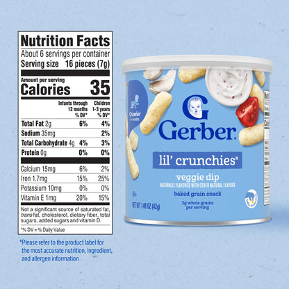 Gerber Snacks for Baby Lil Crunchies, Mild Cheddar, 1.48 Ounce (Pack of 6)