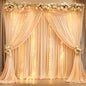 10x10ft Pink Backdrop Curtain with Lights String for Parties Wedding Wrinkle Free Soft Curtains Photo Backdrop Drapes for Girls Birthday Baby Shower Background Decorations 5x10ft, 2 Panels