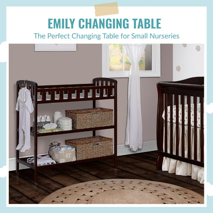 Dream On Me Emily Changing Table In Natural, Comes With 1" Changing Pad, Features Two Shelves, Portable Changing Station, Made Of Sustainable New Zealand Pinewood