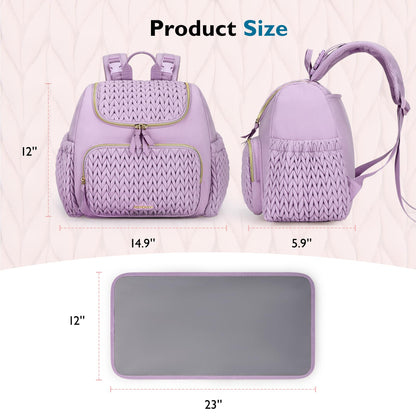 mommore Diaper Bag Small Diaper Backpack Stylish Baby Travel Backpacks with Insulated Pockets, Changing Pad, Stroller Straps