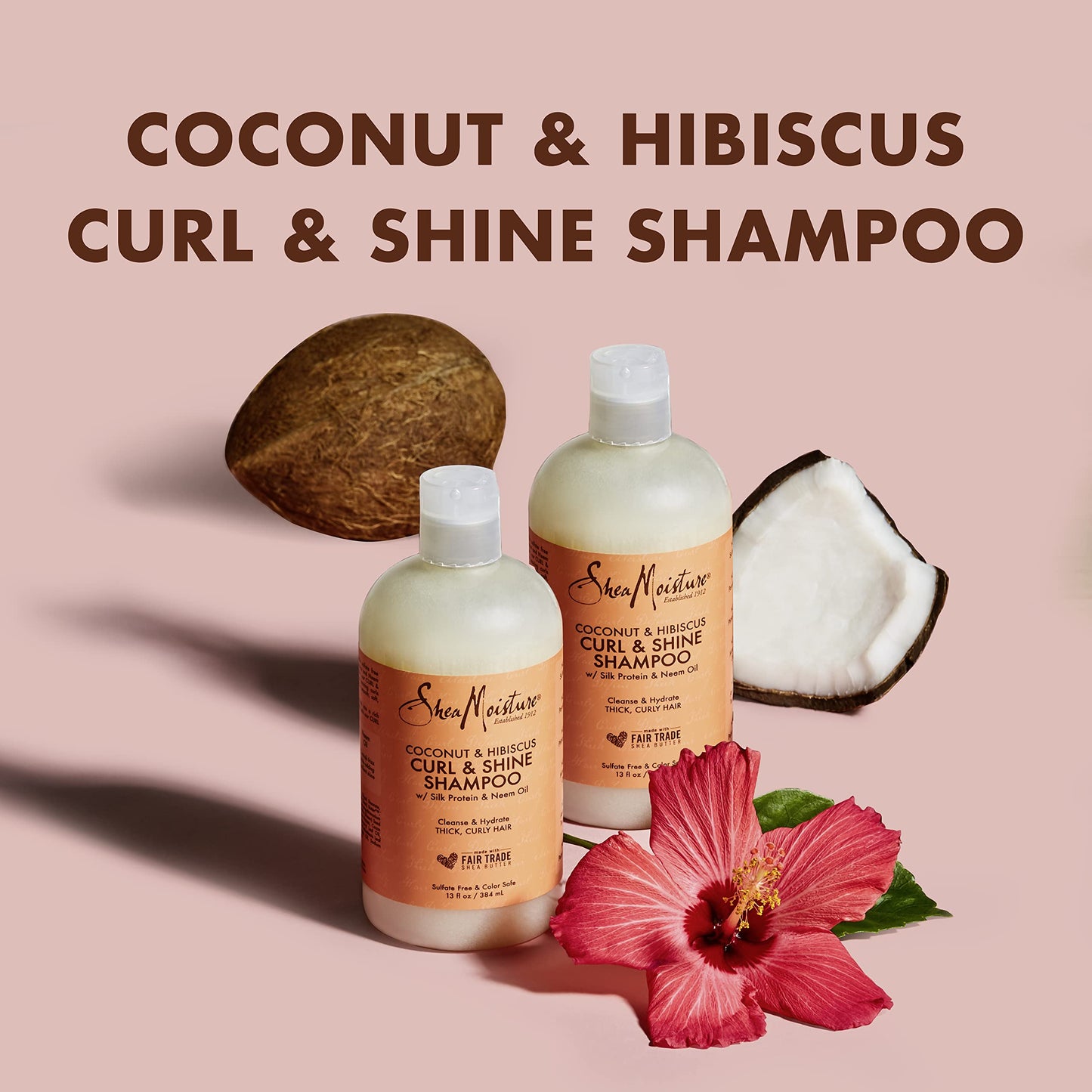 SheaMoisture Coconut & Hibiscus Curl & Shine Bundle – Shampoo, Conditioner + Curl Enhancing Smoothie for Curly Hair Care