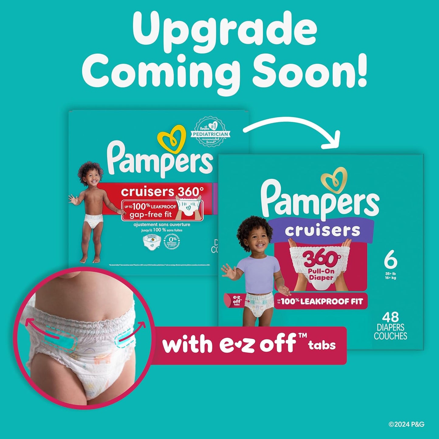 Pampers Cruisers 360 Pull-On Diapers, Size 7 (41+ lbs), 17 Count, Babyproof up to 100% Leakproof Diaper