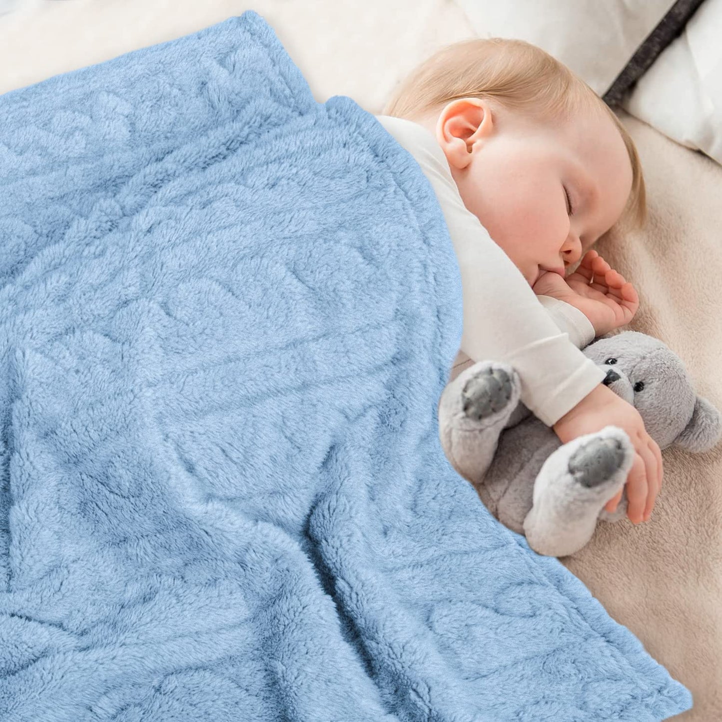 HOMRITAR Baby Blanket for Girls Toddlers 3D Fleece Fluffy Fuzzy Blanket for Baby, Soft Warm Cozy Fleece Blanket, Infant or Newborn Receiving Blanket 330GSM (30 x 40 Inch, Pink)
