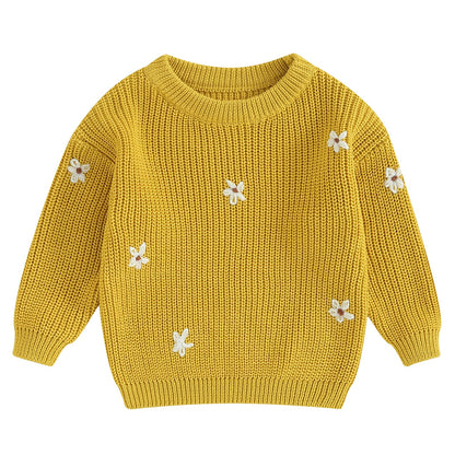 Mubineo Baby Girl Winter Clothes Cute Flower Sweater Crewneck Pullover Long Sleeve Knit Newborn Infant Sweaters