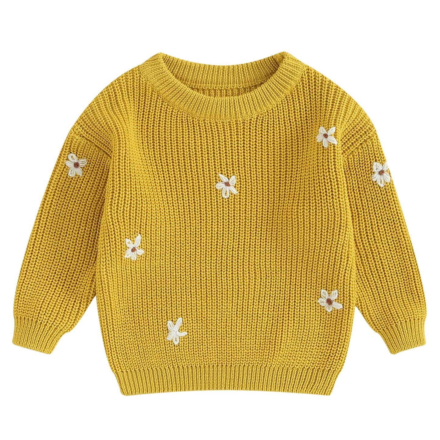 Mubineo Baby Girl Winter Clothes Cute Flower Sweater Crewneck Pullover Long Sleeve Knit Newborn Infant Sweaters