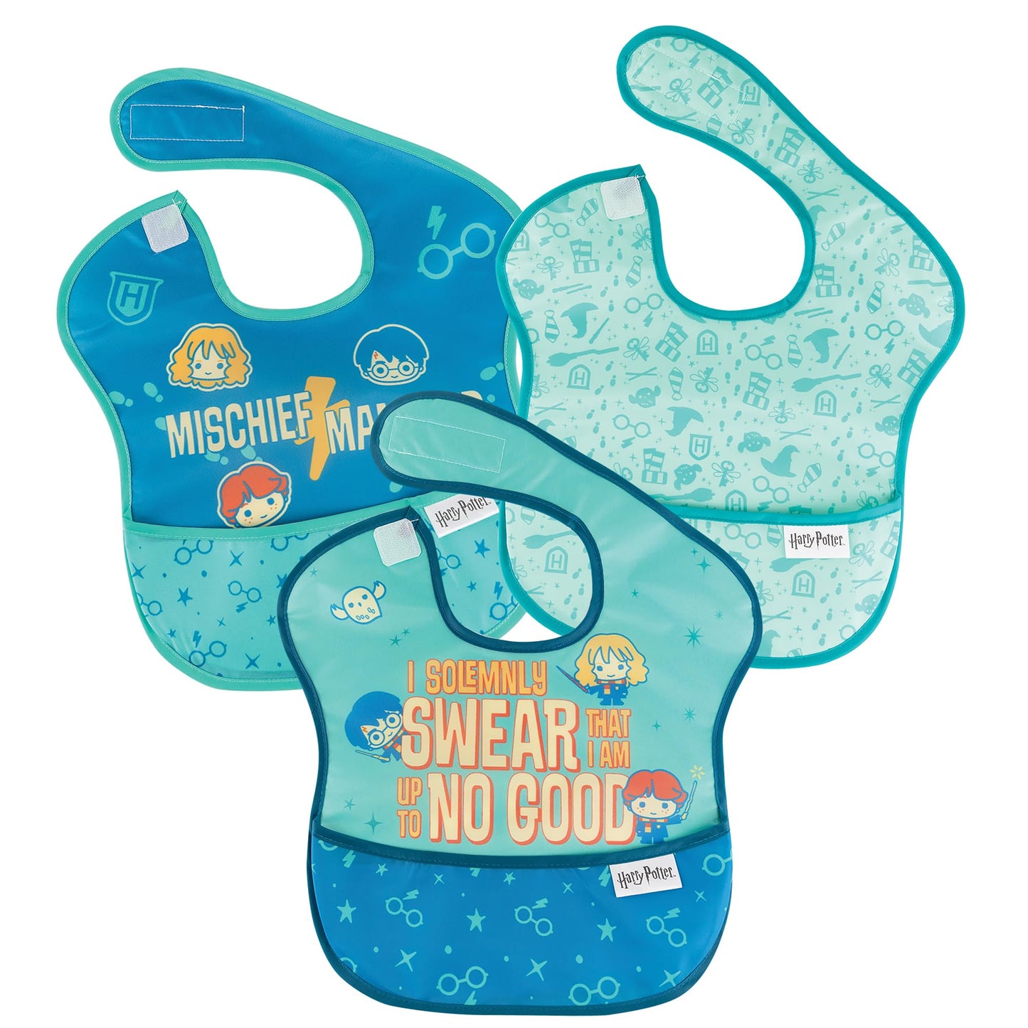 Bumkins Disney Bibs for Girl or Boy, SuperBib Baby and Toddler 6-24 Months, Essential Must Have for Eating, Feeding, Baby Led Weaning, Mess Saving Waterproof Soft Fabric, 3-pk Pooh Bear and Friends