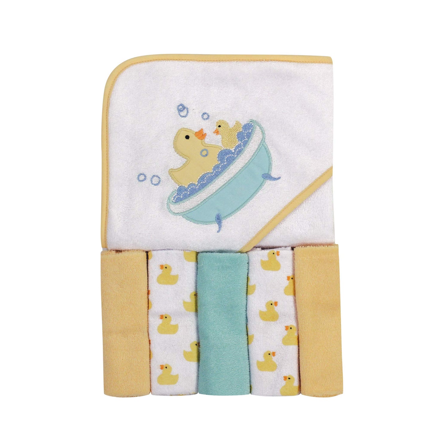Luvable Friends Unisex Baby Hooded Towel with Five Washcloths, Cotton,Polyester,Ikat Elephant, One Size