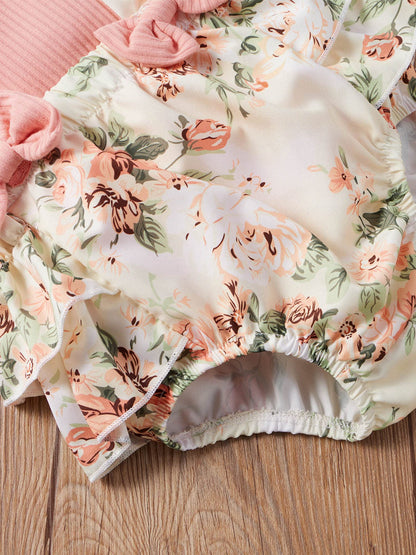 Mubineo Baby Girl Summer Clothes Romper Dress Outfits Cute Ruffle Floral Overalls Skirt Sets Newborn Outfit