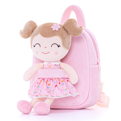 Gloveleya Toddler Backpack Baby Ballerina Girl Gifts Plush Curly Hair Ballet Backpack - Black Blonde 9 inches